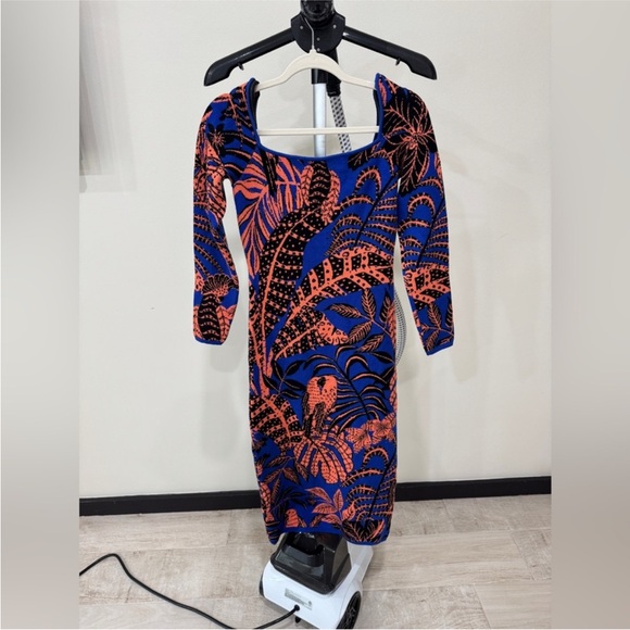 Farm Rio Blue Tropical Gold Long Sleeve Dress - Picture 3 of 10